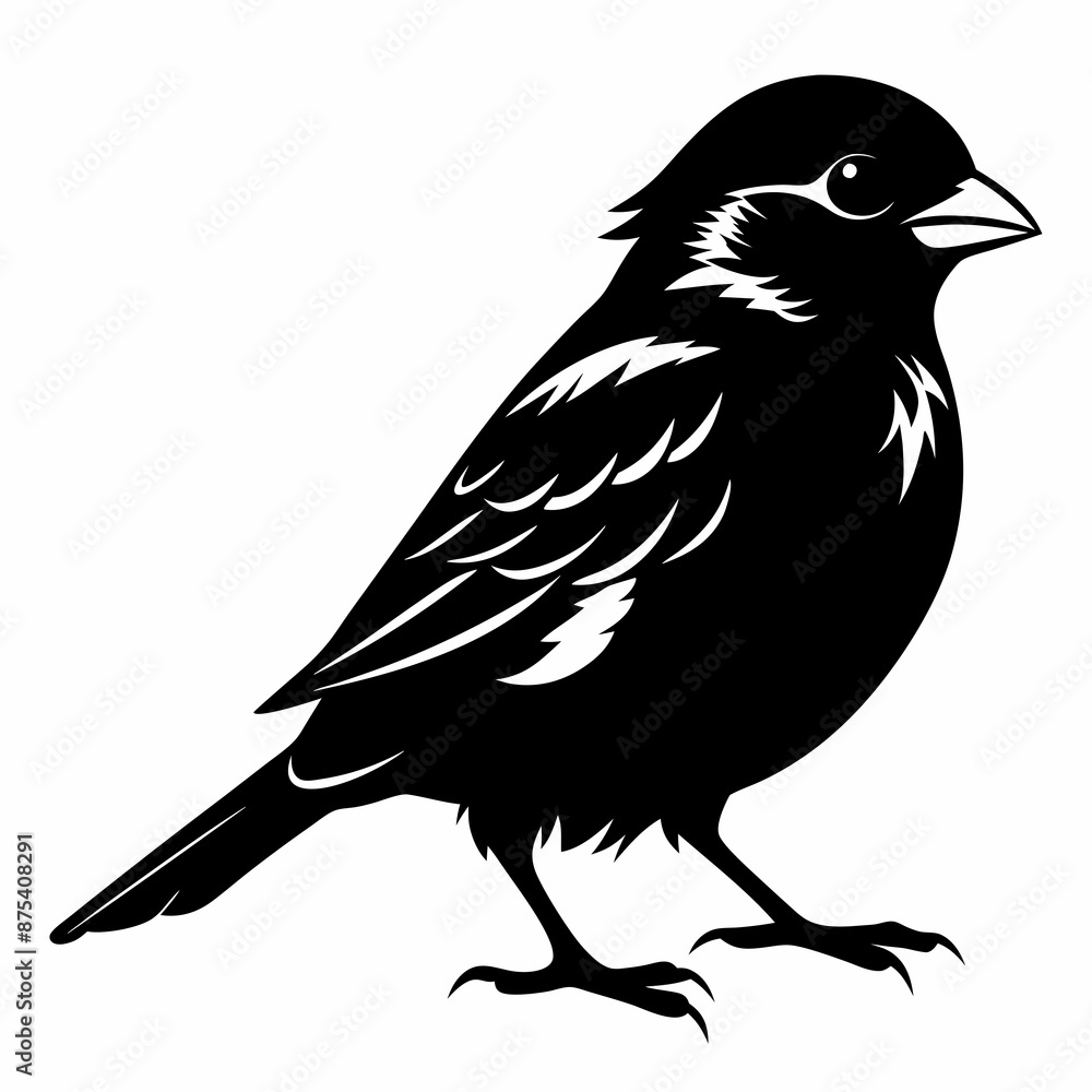 Fototapeta premium Sparrow black silhouette