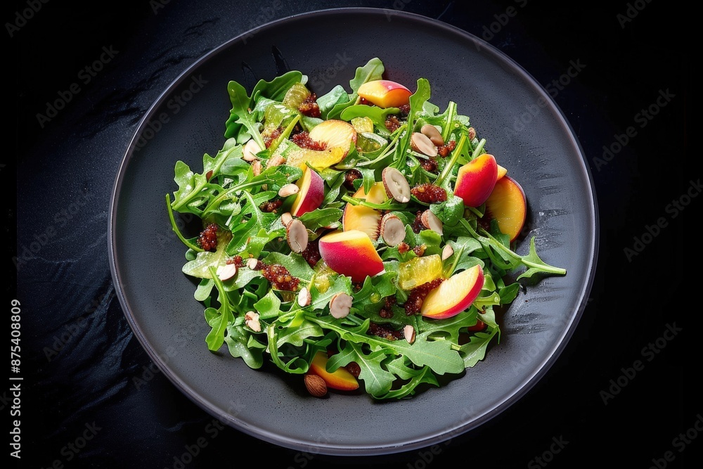Lemon-Honey Vinaigrette Drizzled Peach and Almond Salad Lemon-Honey Vinaigrette Drizzled Peach and Almond Salad