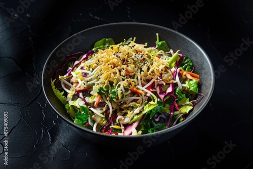 Vibrant Asian Slaw with Bean Sprouts and Crispy Chow Mein Noodles