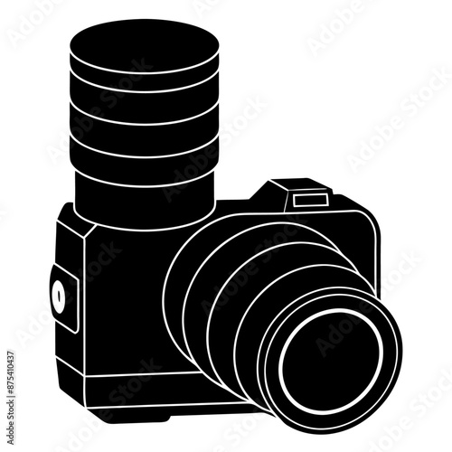 Camera with a large lens top view silhouette (7)