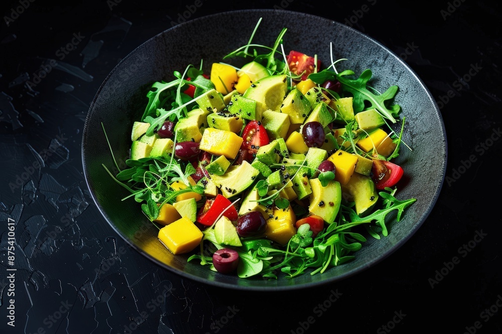 Gourmet Avocado Salad with Mango and Papaya Cubes Gourmet Avocado Salad with Mango and Papaya Cubes