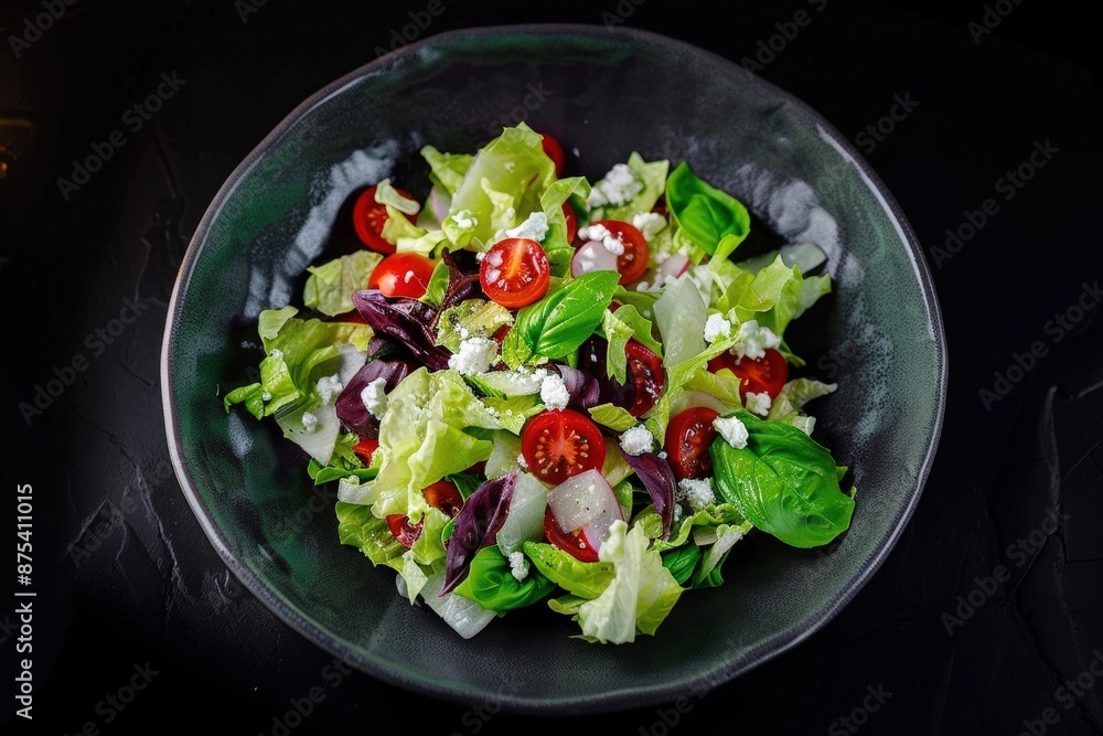 Healthy Baby Iceberg Salad with Cherry Tomatoes and Fresh Basil Healthy Baby Iceberg Salad with Cherry Tomatoes and Fresh Basil
