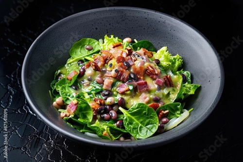 Flavorful Baby Spinach Salad with Black Eyed Peas and Pecan Vinaigrette photo