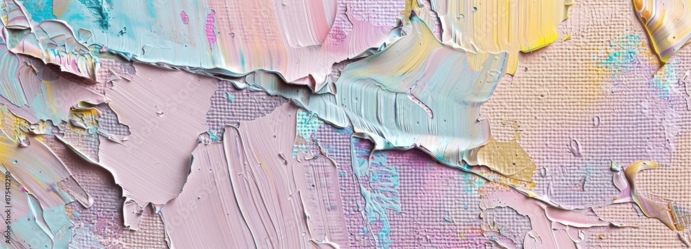 Abstract Painting with Textured Brush Strokes on Pastel Background, Featuring Ripped Paper with Broad Strokes Abstract Painting with Textured Brush Strokes on Pastel Background, Featuring Ripped Paper with Broad Strokes