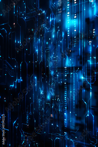 Abstract Technology Background with Blue Circuit Patterns