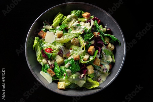 Savory Caesar Salad with Crunchy Garlic Croutons and Freshly Grated Parmesan