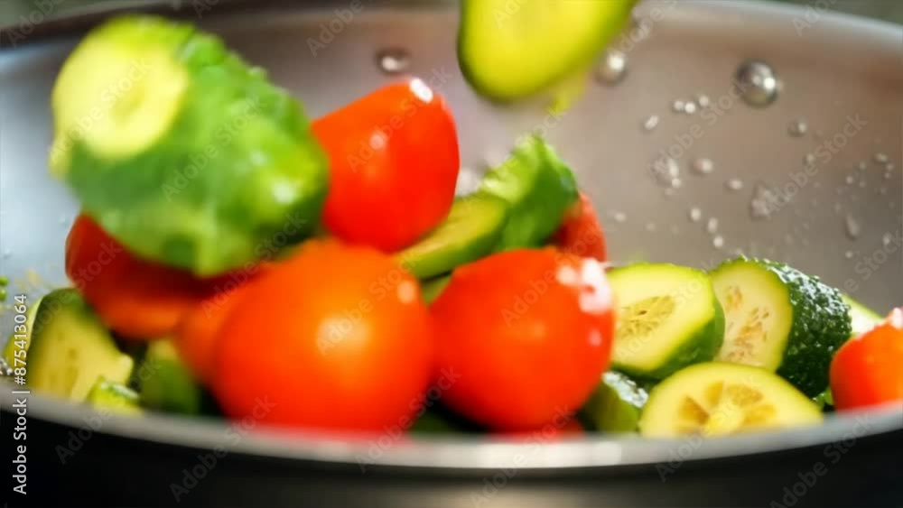 Fresh vegetables await their fate: chopped for a salad, sauteed in a pan, or enjoyed raw in a bowl Fresh vegetables await their fate: chopped for a salad, sauteed in a pan, or enjoyed raw in a bowl