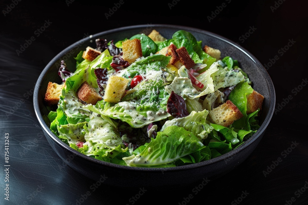 Elegant Caesar Salad with Crispy Croutons and Creamy Lemon Dressing Elegant Caesar Salad with Crispy Croutons and Creamy Lemon Dressing