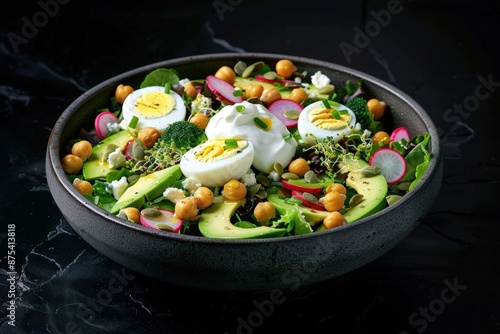 Fresh and Nutritious California Salad with Hard-Boiled Eggs and Avocado