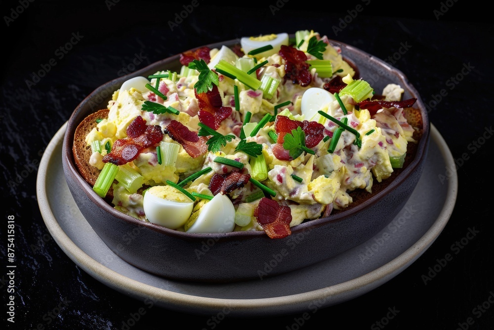 Indulgent Dijon Herbed Egg Salad on Pumpernickel Toasts Indulgent Dijon Herbed Egg Salad on Pumpernickel Toasts