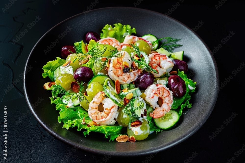 Vibrant Dilled Shrimp and Grape Salad with Cucumber and Dill Vibrant Dilled Shrimp and Grape Salad with Cucumber and Dill