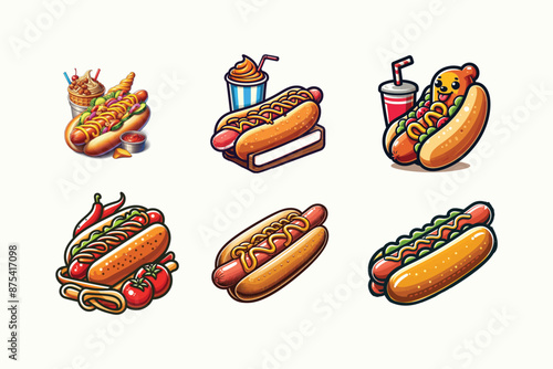  Hot Dog vector with white background