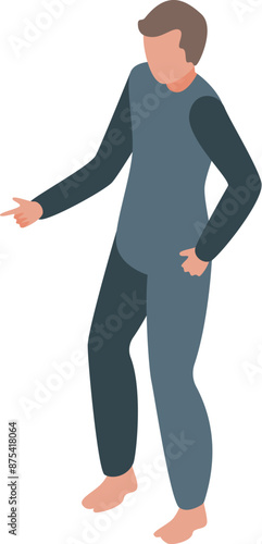 Sleepwalking man pointing with finger isometric icon
