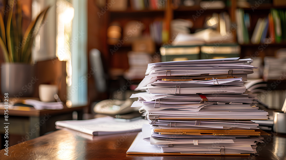 files piled up on the office desk files piled up on the office desk