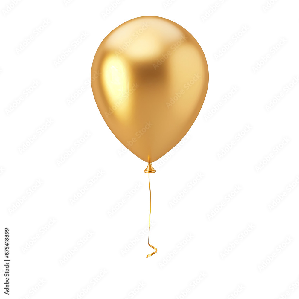 gold helium balloon. Birthday balloon flying for party and celebrations. Isolated on white background. Generative AI gold helium balloon. Birthday balloon flying for party and celebrations. Isolated on white background. Generative AI