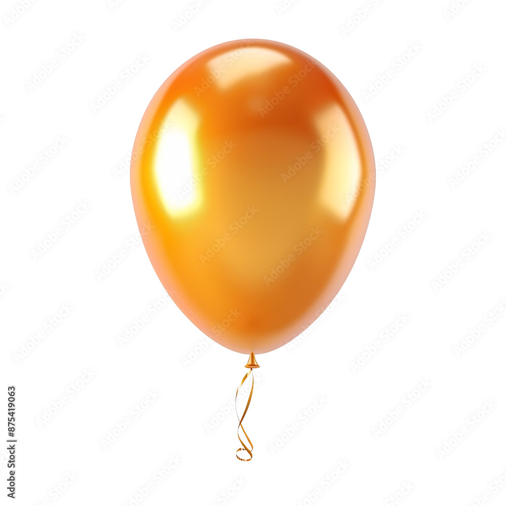 orange helium balloon. Birthday balloon flying for party and celebrations. Isolated on white background. Generative AI orange helium balloon. Birthday balloon flying for party and celebrations. Isolated on white background. Generative AI