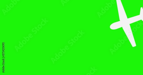 Traveling Airplane Flying. Same Animation With Black And White. 4K High Quality Green Screen Video.