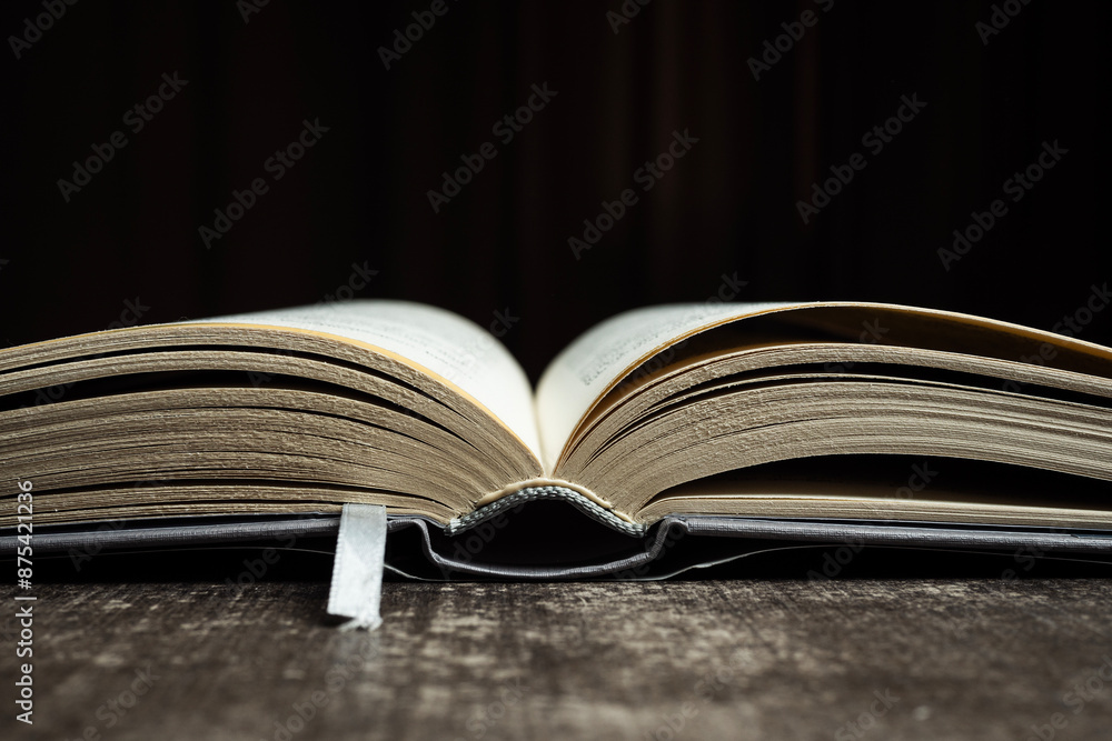 Obraz premium open book close up with bookmark