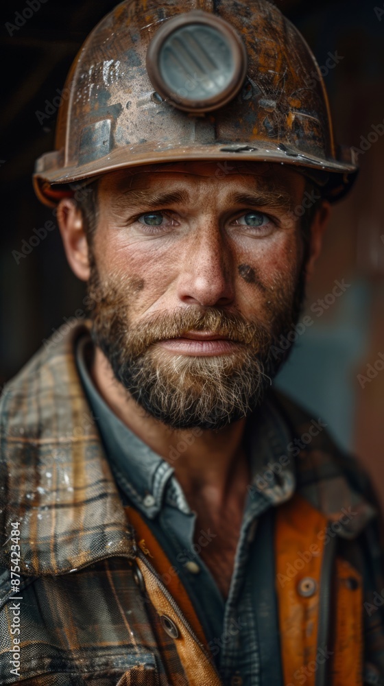 German man with a strong look and a construction helmet German man with a strong look and a construction helmet