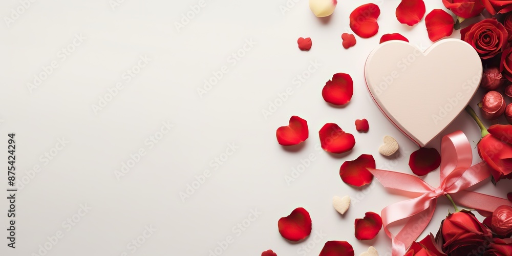 Flat lay top view decorative mock up of valentines day holiday background. Love romantic scene view Flat lay top view decorative mock up of valentines day holiday background. Love romantic scene view