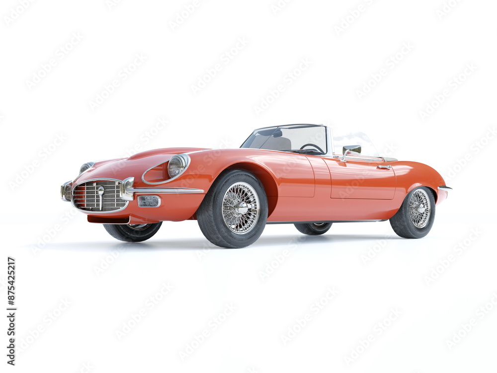 Fototapeta premium Old School Vintage&nbsp;Classic Racing Coupe&nbsp;Cabriolet Car&nbsp;Isolated