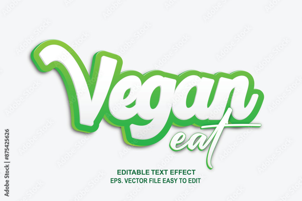 3d eat vegan editable text effect 3d eat vegan editable text effect