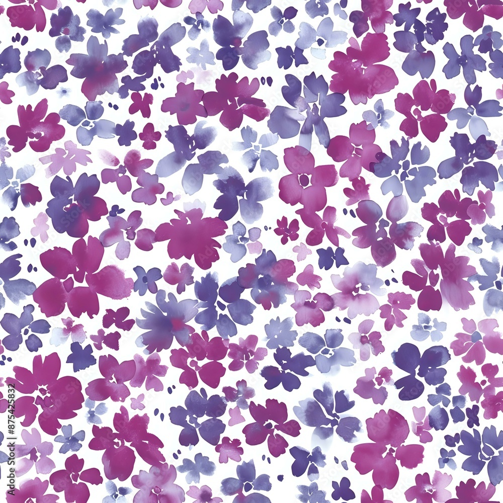 Hand-Painted Watercolor Flower and Leaf Motif Hand-Painted Watercolor Flower and Leaf Motif