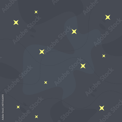Celestial Trendy Background Wallpaper Blue Yellow Stars Abstract Vector Design