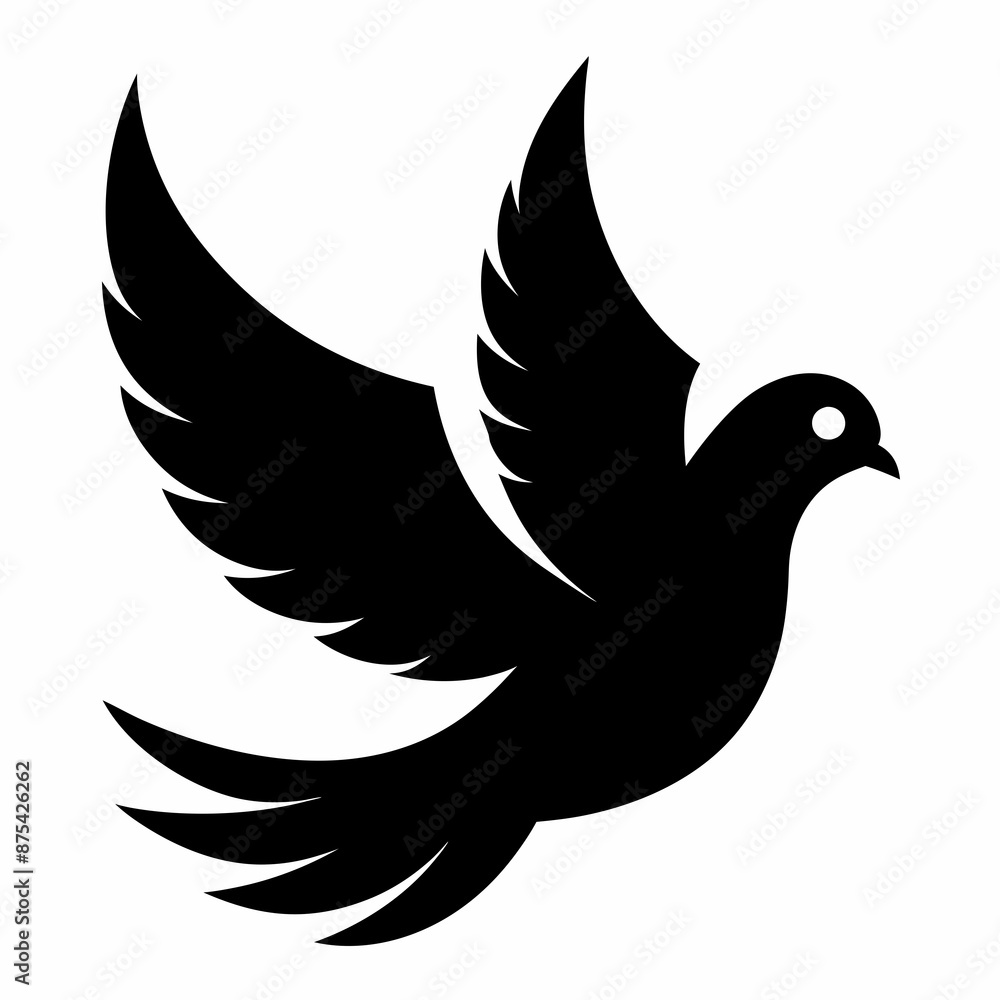 Dove vector illustration, bird isolated on white, dove silhouette, dove of peace vector art Dove vector illustration, bird isolated on white, dove silhouette, dove of peace vector art
