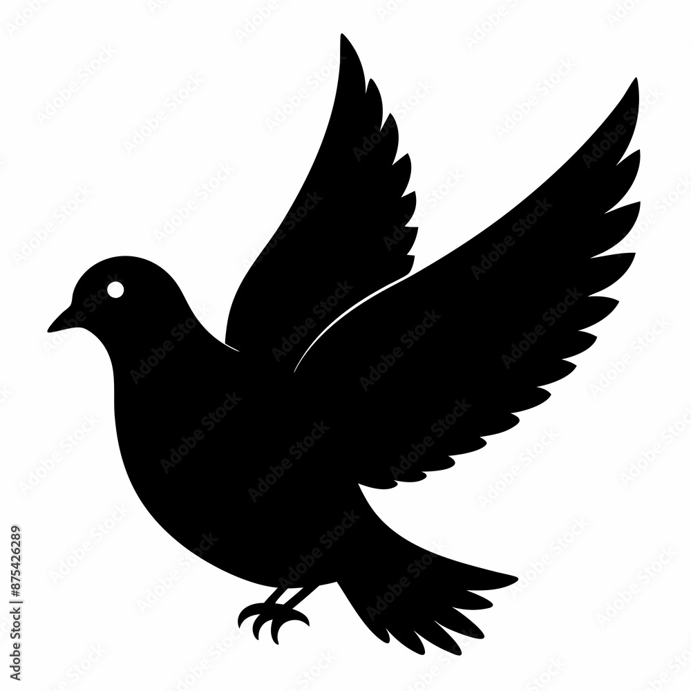 Fototapeta premium Dove vector illustration, bird isolated on white, dove silhouette, dove of peace vector art