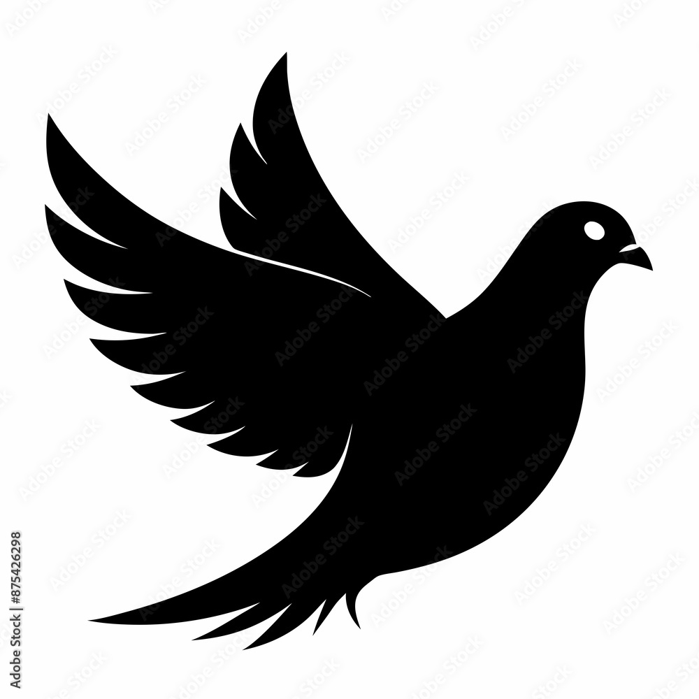 Obraz premium Dove vector illustration, bird isolated on white, dove silhouette, dove of peace vector art