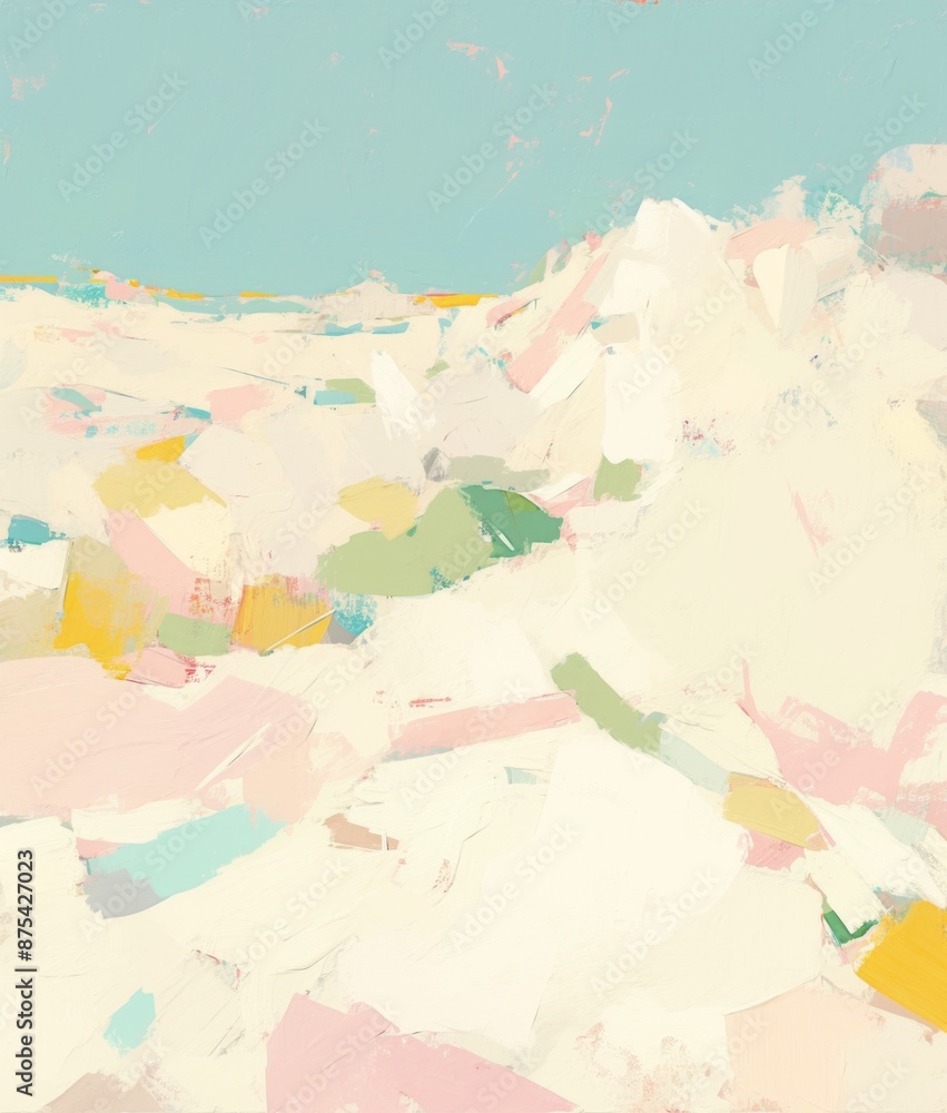 Fototapeta premium Minimalist Abstract Painting of Open Field in Soft Pastel Colors