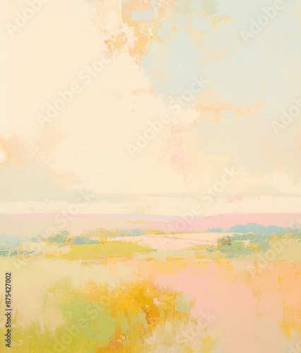 Minimalist Abstract Painting of Open Field in Soft Pastel Colors © JH