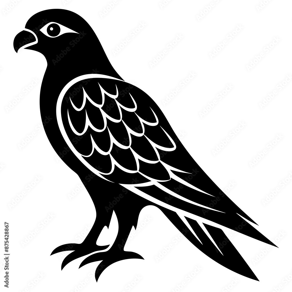 Fototapeta premium Kestrel vector illustration, bird isolated on white, Kestrel silhouette, Kestrel vector art