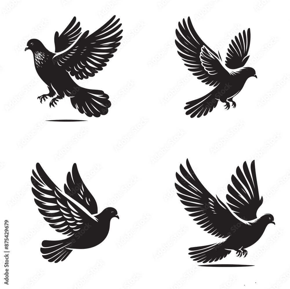 Fototapeta premium dove set silhouette ,