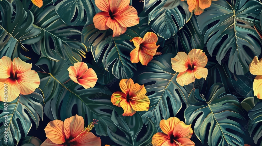 Tropical Hibiscus Pattern for Summer Fashion and Decor Tropical Hibiscus Pattern for Summer Fashion and Decor