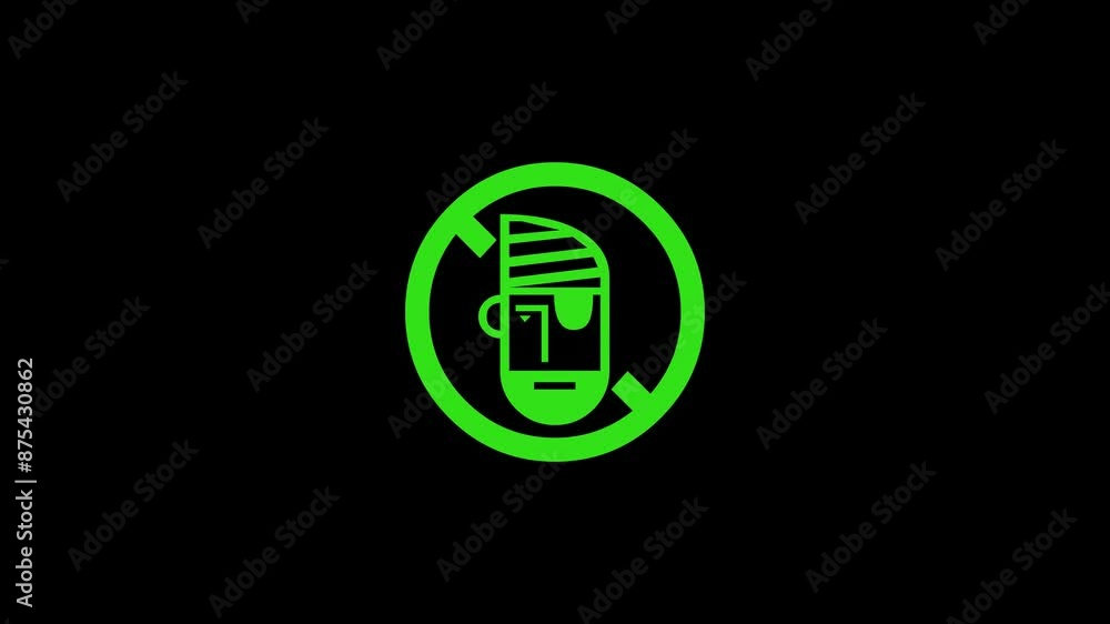 Copy protection shape icon stroke round circle green color animation on black background Copy protection shape icon stroke round circle green color animation on black background