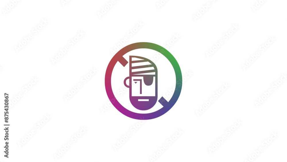 Copy protection shape icon stroke round circle gradient color animation on white background Copy protection shape icon stroke round circle gradient color animation on white background