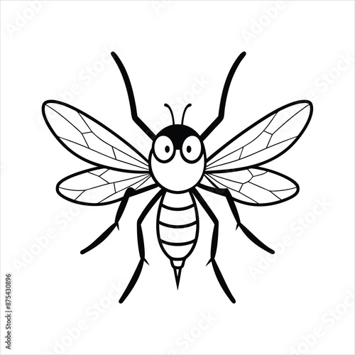 angry mosquito isolated vector line art