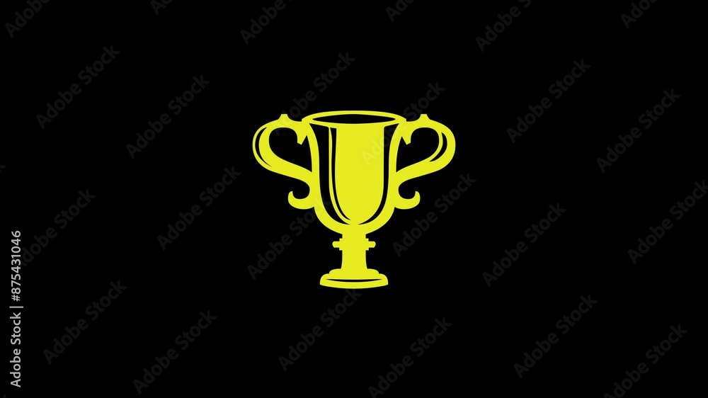 Champion winners award trophy icon yellow color animation on black background Champion winners award trophy icon yellow color animation on black background