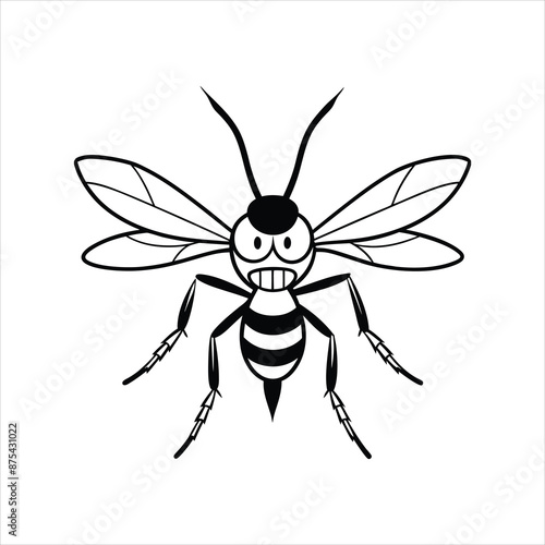 angry mosquito isolated vector line art