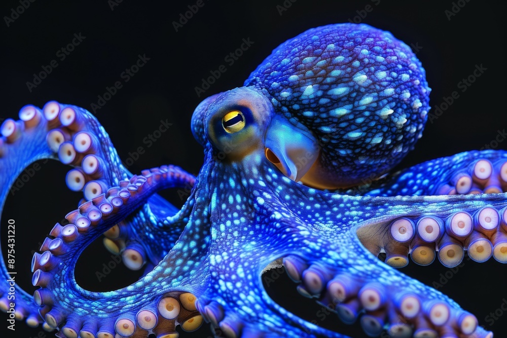 Obraz premium Mesmerizing Blue Octopus Underwater