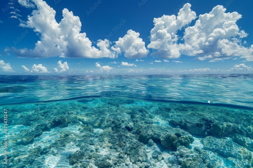 Crystal Clear Ocean Under Vibrant Skies Crystal Clear Ocean Under Vibrant Skies