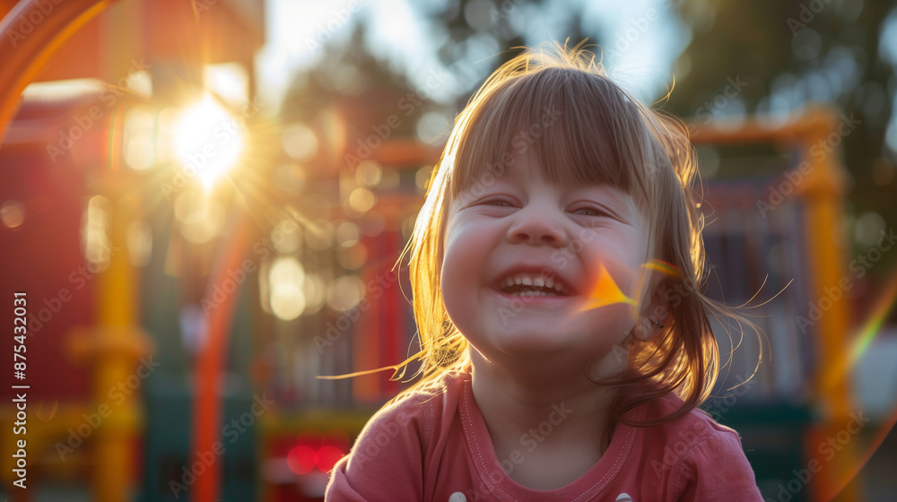 Young child with down syndrome enjoying summer Young child with down syndrome enjoying summer