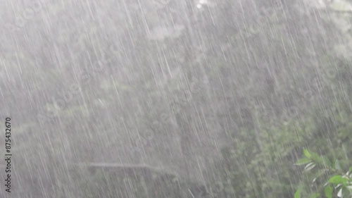 a view of the downpour and hail on a summer day