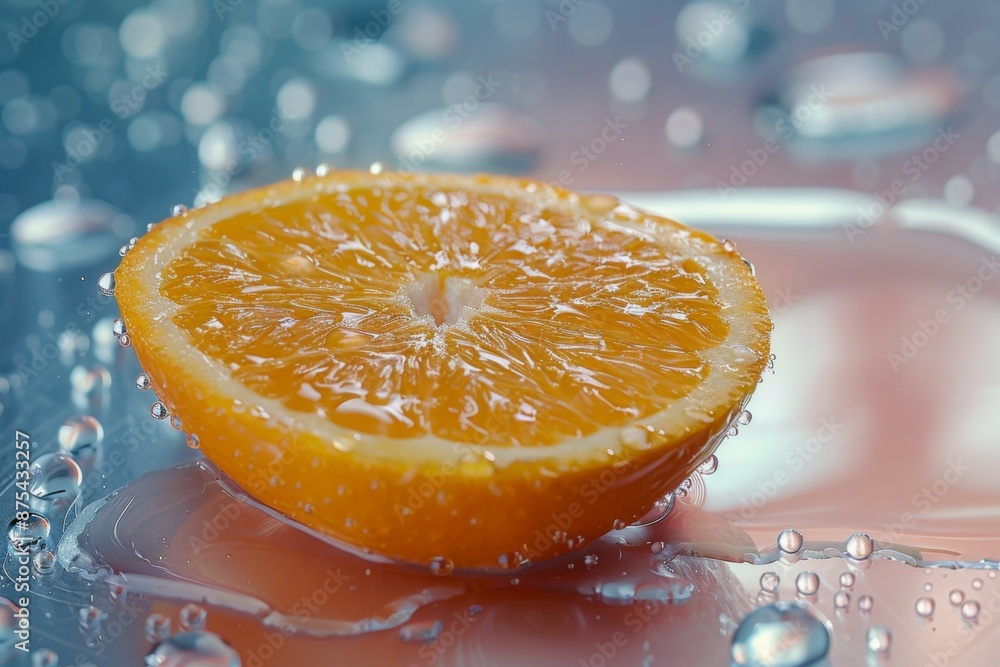 Orange slice with water droplets Orange slice with water droplets