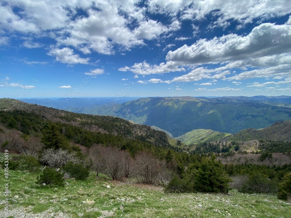 Fototapeta premium Paysage de montagne, vue depuis le Mont Aigoual dans les Cévennes, Occitanie