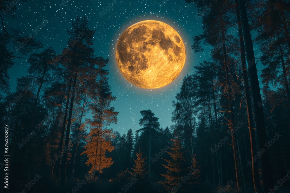 Full Moon Over Forest Full Moon Over Forest