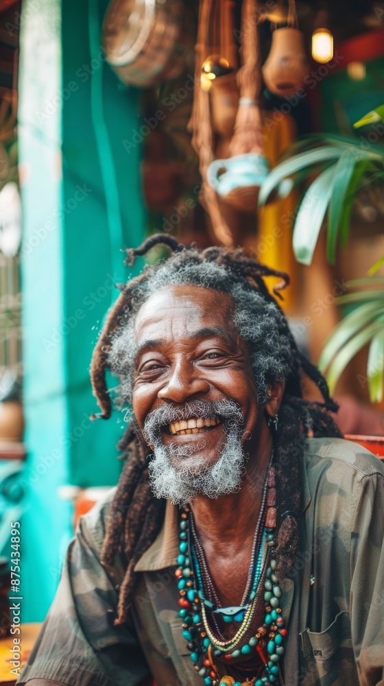 Jamaican man with dreadlocks and a cheerful demeanor Jamaican man with dreadlocks and a cheerful demeanor