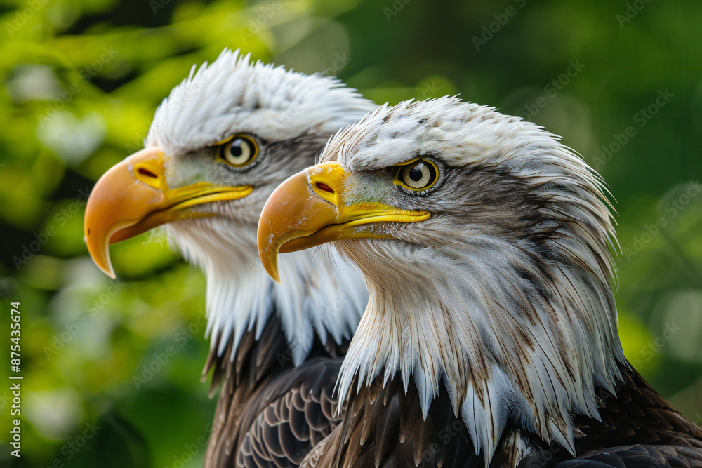 Obraz premium Close-Up of Bald Eagles: High-Resolution Wildlife Photography Capturing Majestic Birds of Prey in Natural Habitat